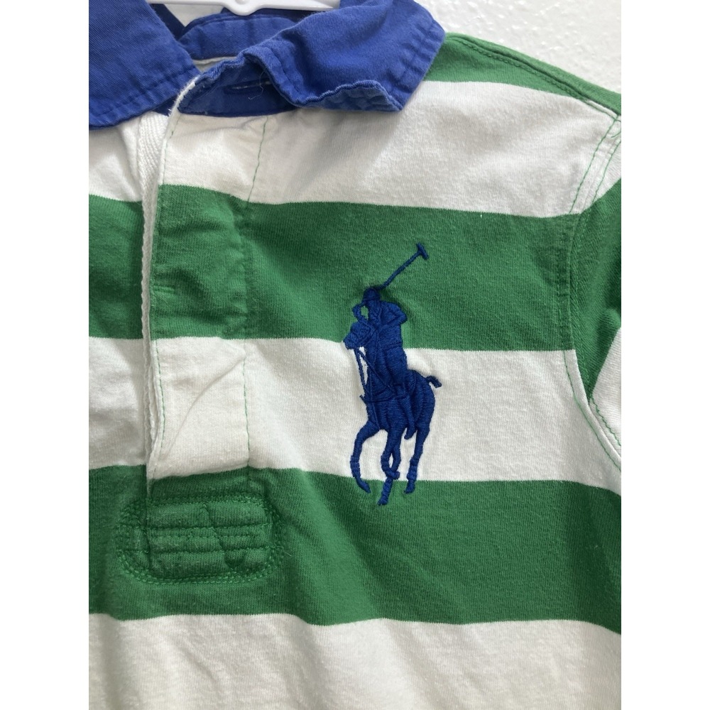 Polo Ralph Lauren 90's VINTAGE Big Pony Striped Rugby Boys Shirt 3T - Picture 2 of 7